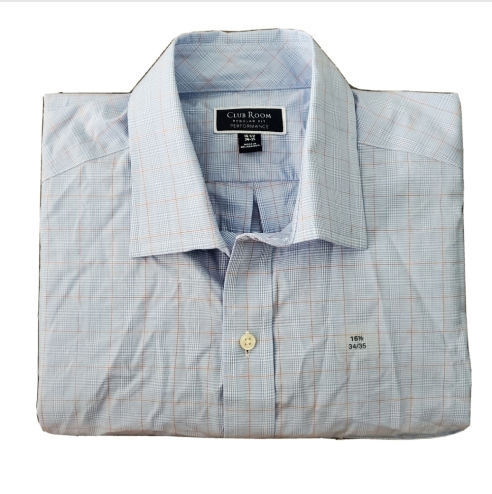 NEW Club Room Blue Plaid Button Down Shirt